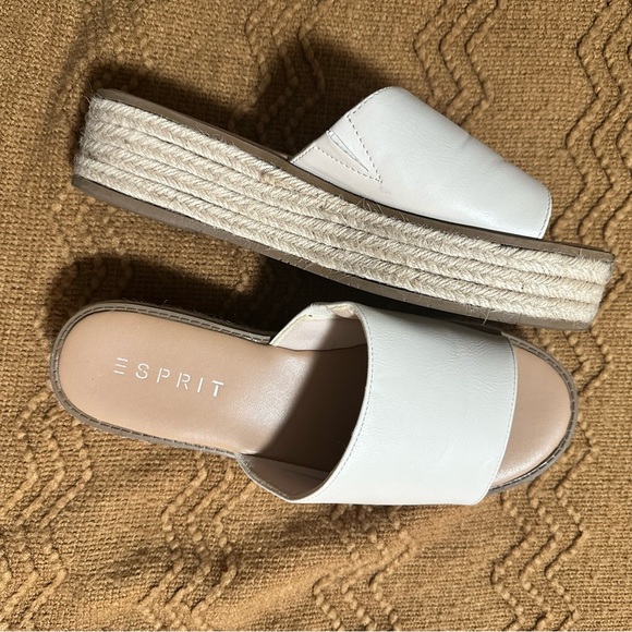 Esprit Women’s White and Tan Espadrille Slides bohemian look size 10 - Picture 3 of 4